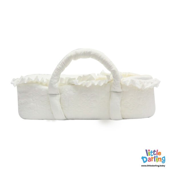 Infant Moses Basket Embroidery White Color Little Darling