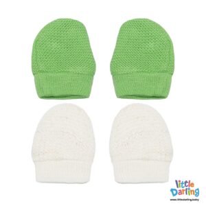 Baby Mittens Pair Pk Of 2 Green Color Little Darling